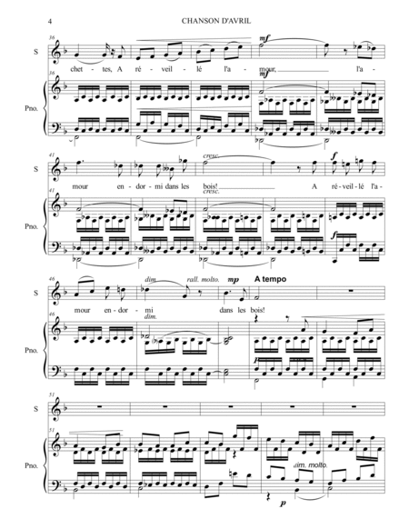 CHANSON D'AVRIL - BIZET - For Soprano e Piano - In F image number null