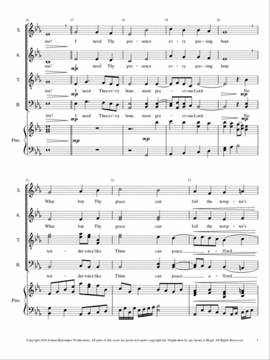 Abide With Me/I Need Thee Ev'ry Hour 4-Part scores gallery preview page 3