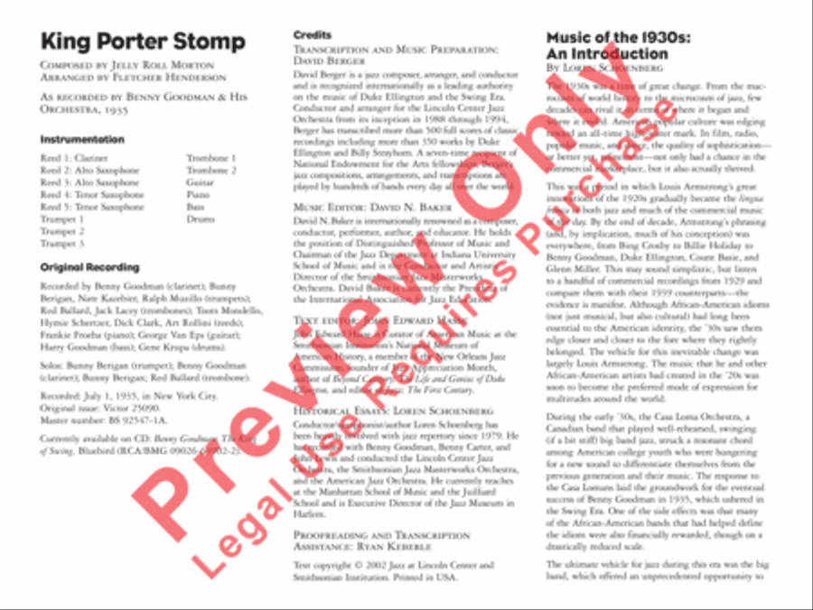 King Porter Stomp Jazz Ensemble scores gallery preview page 3