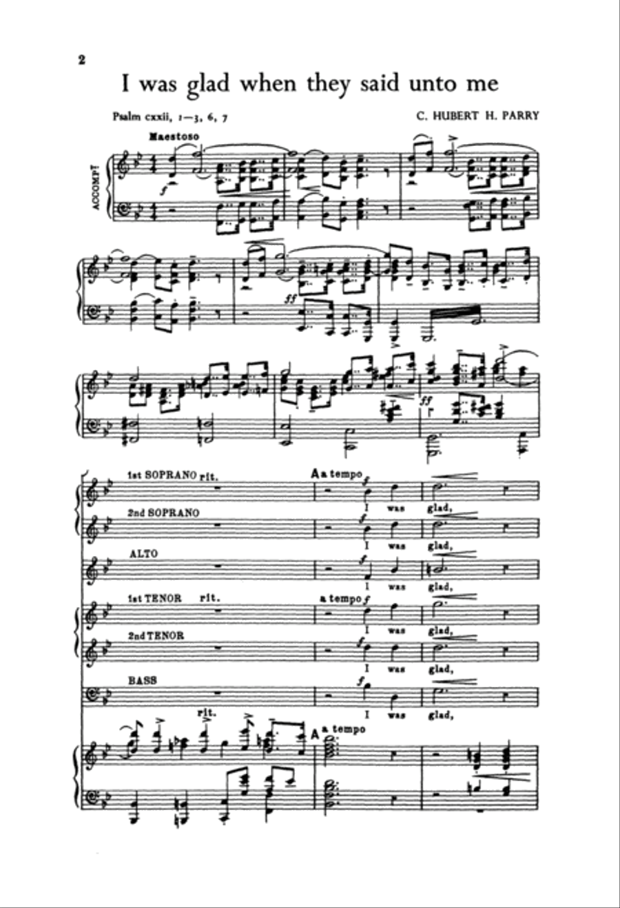 I Was Glad When They Said Unto Me 4-Part scores gallery preview page 1