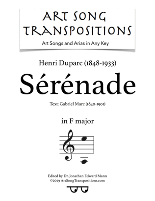 Book cover for DUPARC: Sérénade (transposed to F major)