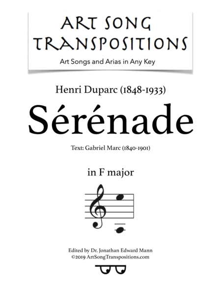 DUPARC: Sérénade (transposed to F major)