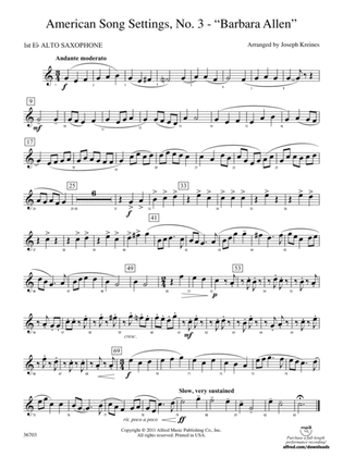 American Song Settings, No. 3 "Barbara Allen": E-flat Alto Saxophone