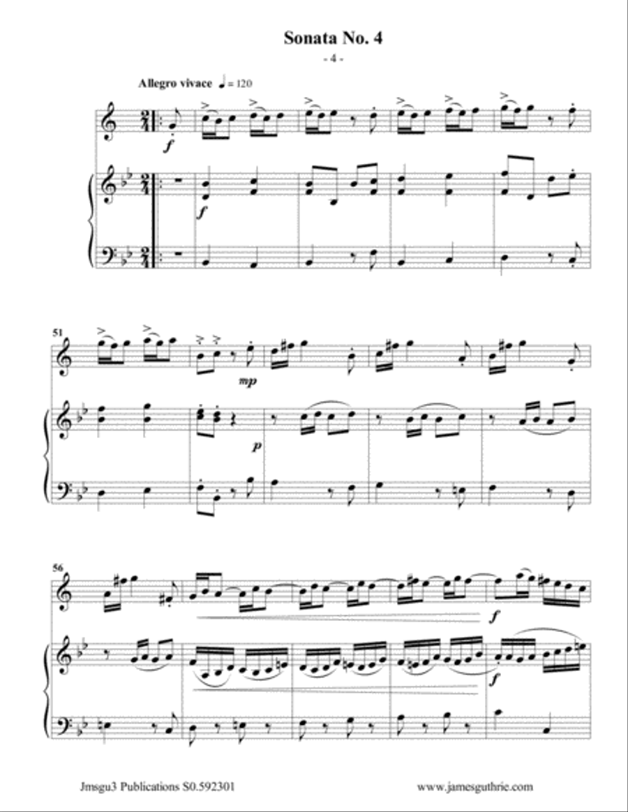 Vivaldi: Sonata No. 4 for Baritone Horn & Piano Baritone Horn scores gallery preview page 4