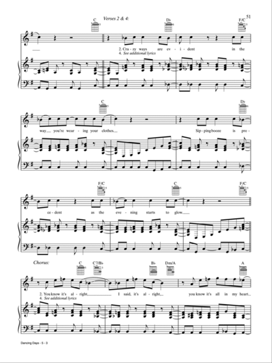 Dancing Days Piano, Vocal, Guitar scores gallery preview page 3