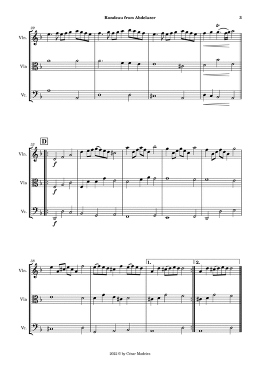 Rondeau from Abdelazer - Violin, Viola and Cello (Full Score and Parts) image number null