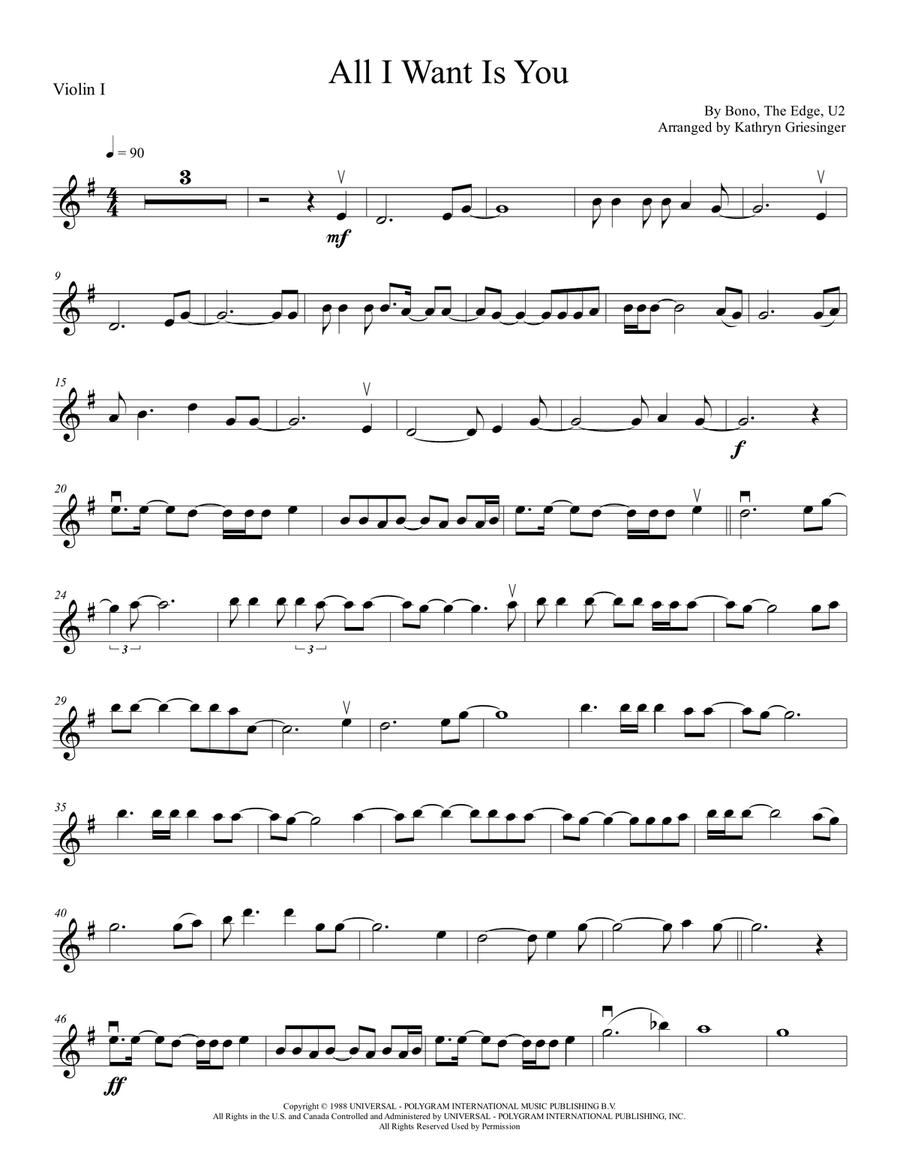 All I Want Is You String Quartet scores gallery preview page 1