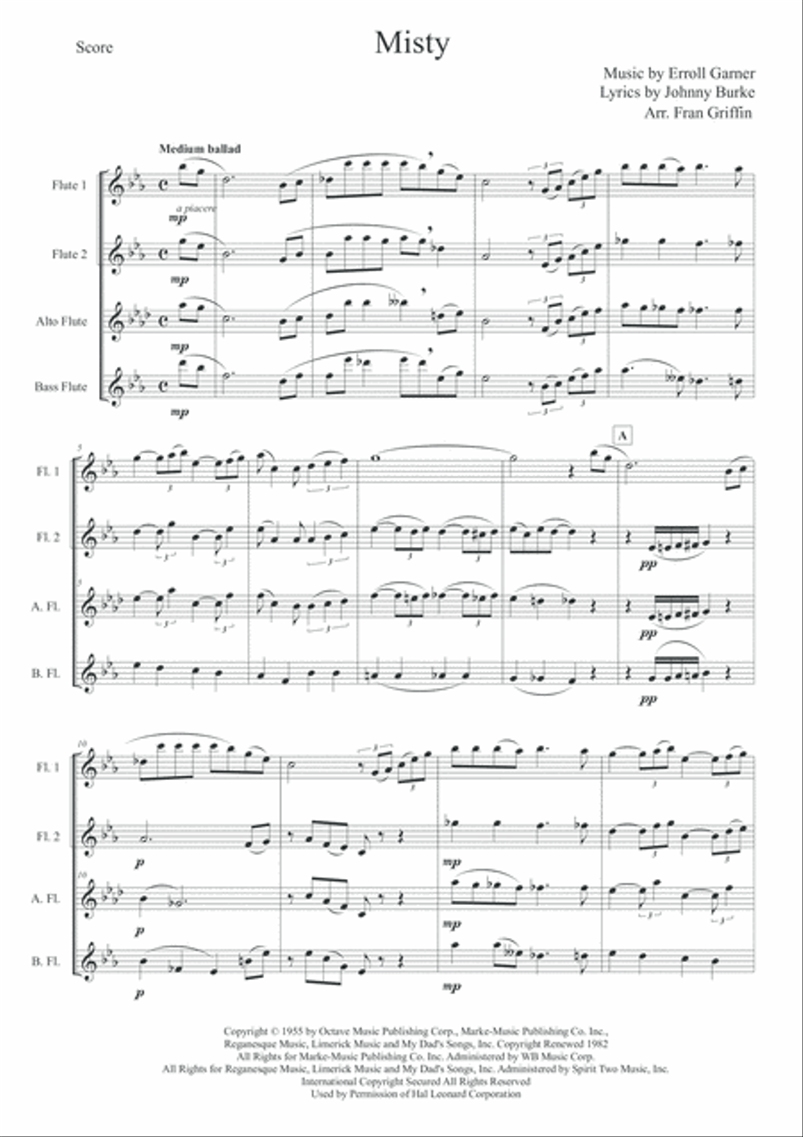 Misty Woodwind Quartet scores gallery preview page 2