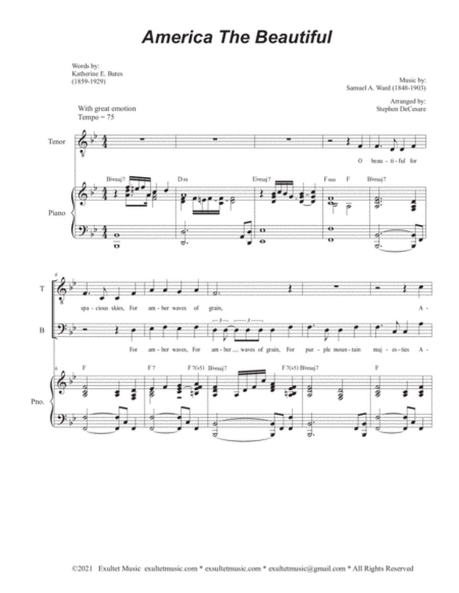 America The Beautiful (Duet for Tenor and Bass solo) image number null