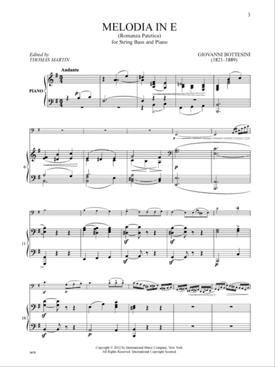 Two Melodies: Melodia In E (Romanza Patetica) And Melody No. 4 Auld Robin Gray (Variations On A Scottish Air) Double Bass scores gallery preview page 2