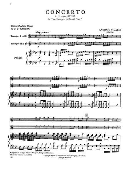 Concerto In B Flat Major, Rv 537