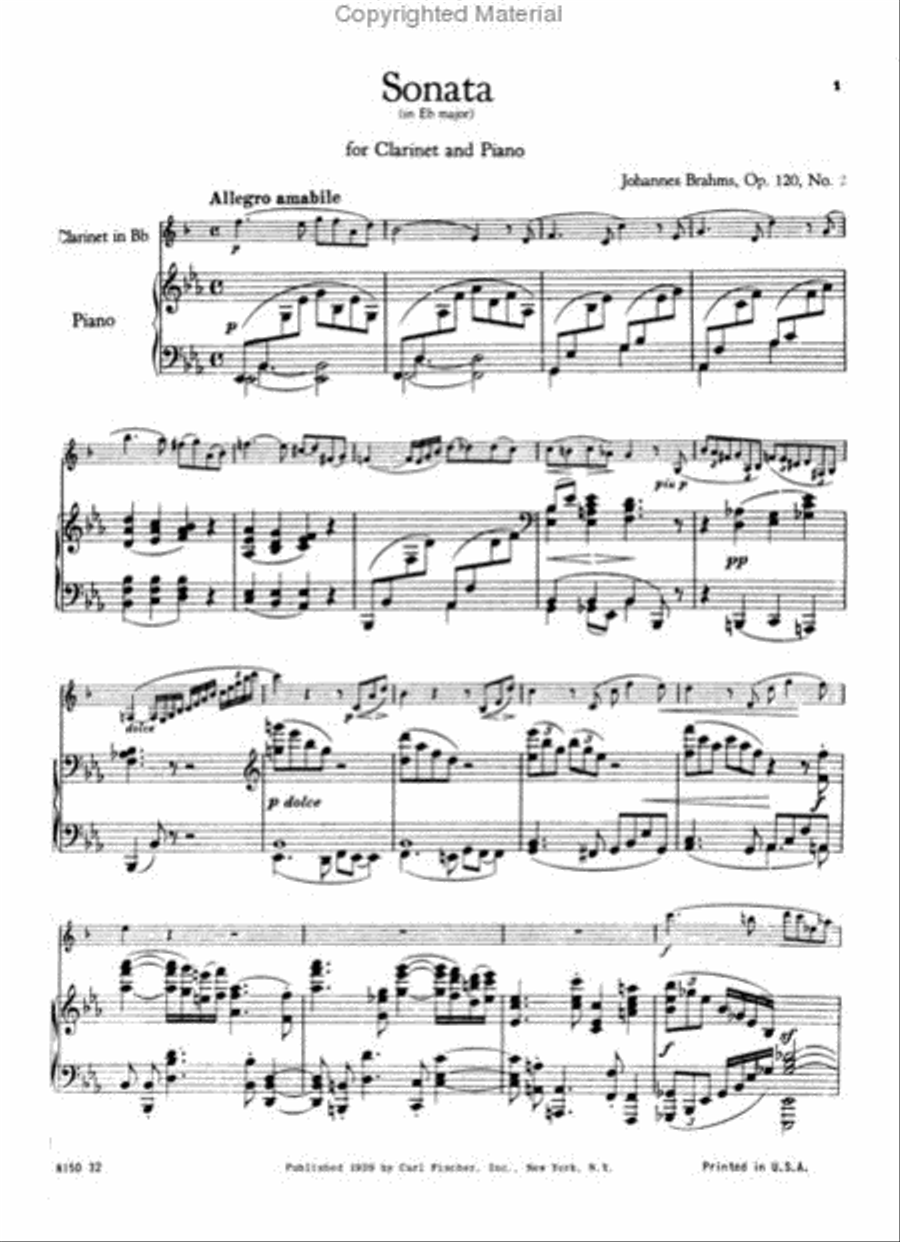 Sonata in E-Flat Major, Op. 120, No. 2 B-Flat Clarinet scores gallery preview page 2