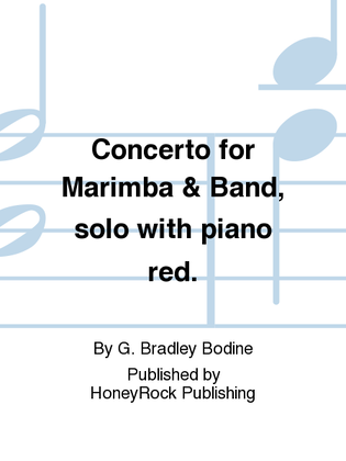 Book cover for Concerto for Marimba & Band, solo with piano red.