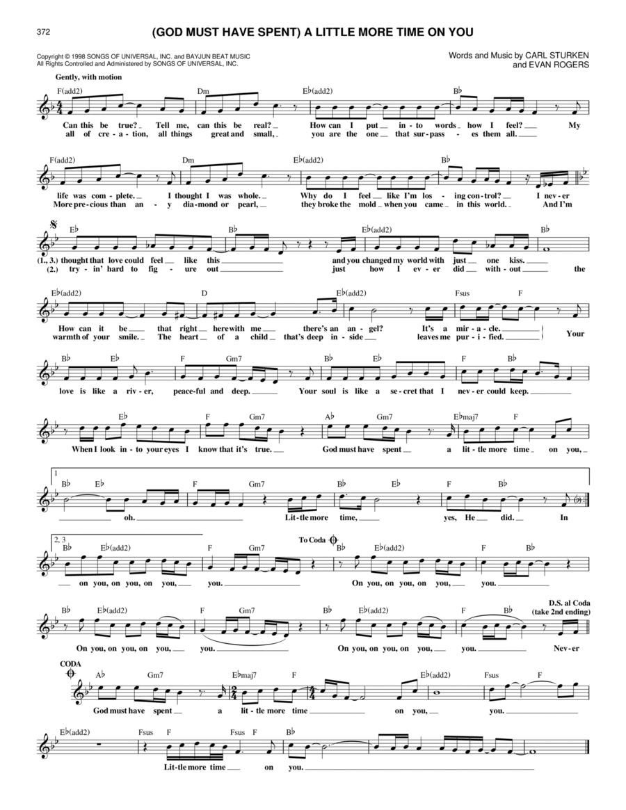 (God Must Have Spent) A Little More Time On You Piano scores gallery preview page 1