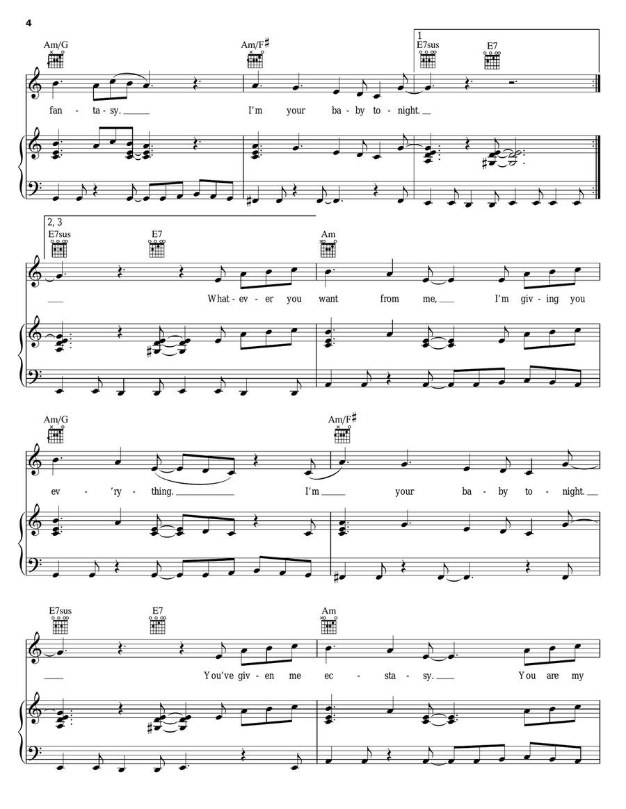 I'm Your Baby Tonight Piano, Vocal, Guitar scores gallery preview page 4