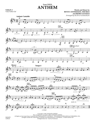 Anthem (from "Chess") - Violin 3 (Viola Treble Clef)