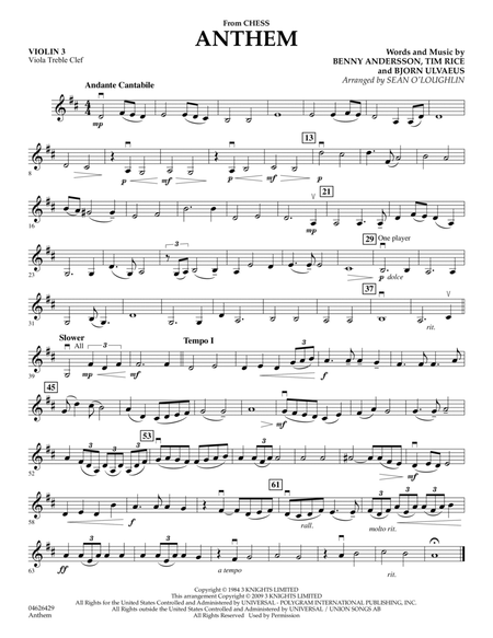 Anthem (from "Chess") - Violin 3 (Viola Treble Clef)