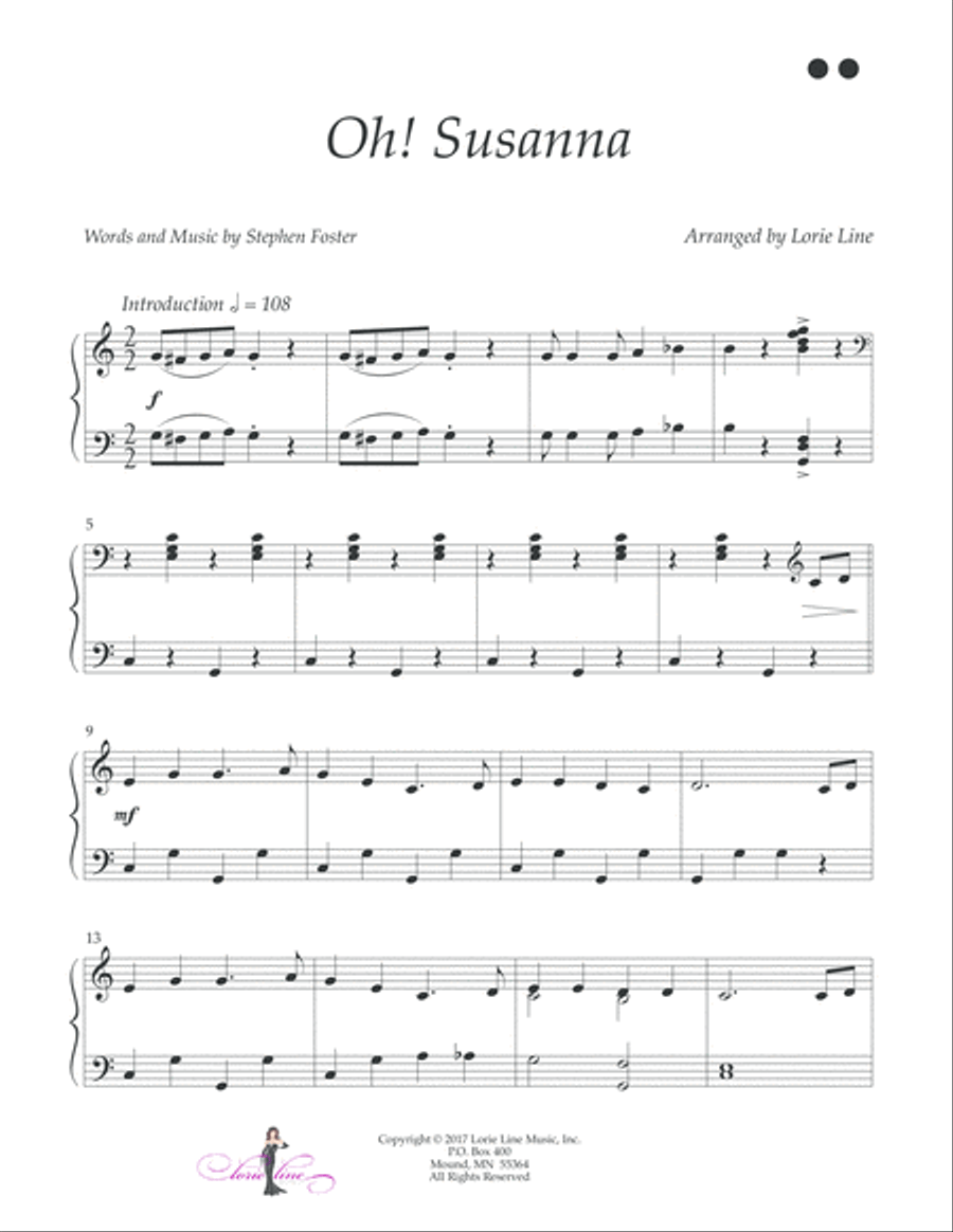 Oh! Susanna Easy Piano scores gallery preview page 2
