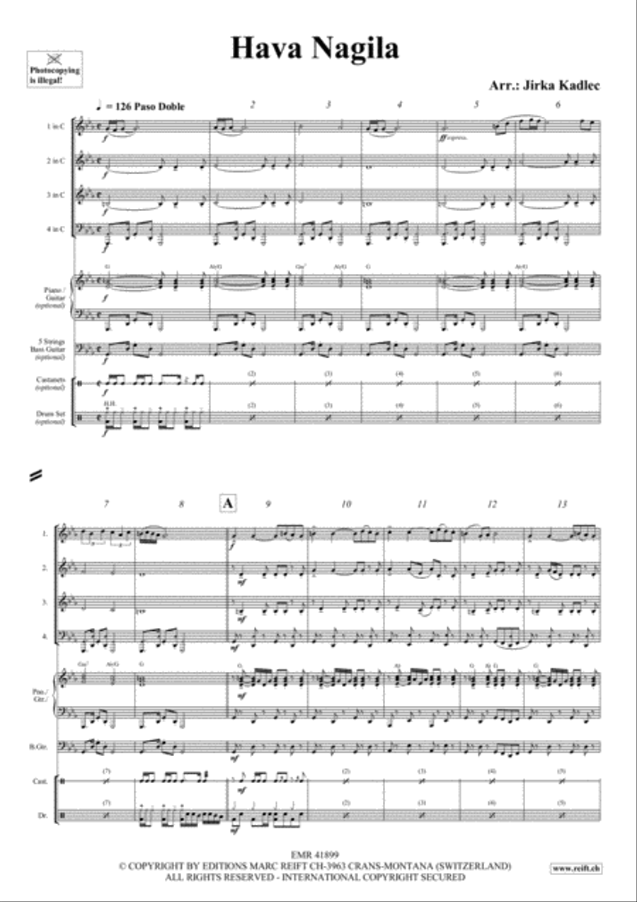 Hava Nagila Bass Guitar scores gallery preview page 3
