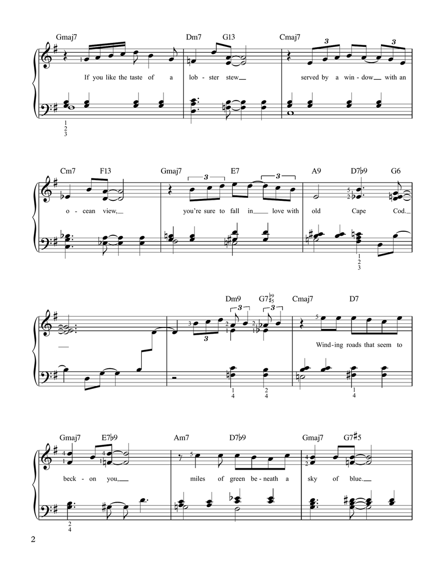 Old Cape Cod Easy Piano scores gallery preview page 2