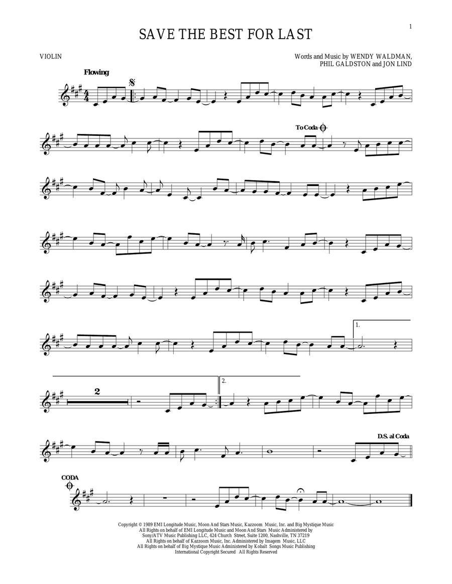 Save The Best For Last Save The Best For Last Violin Solo scores gallery preview page 1