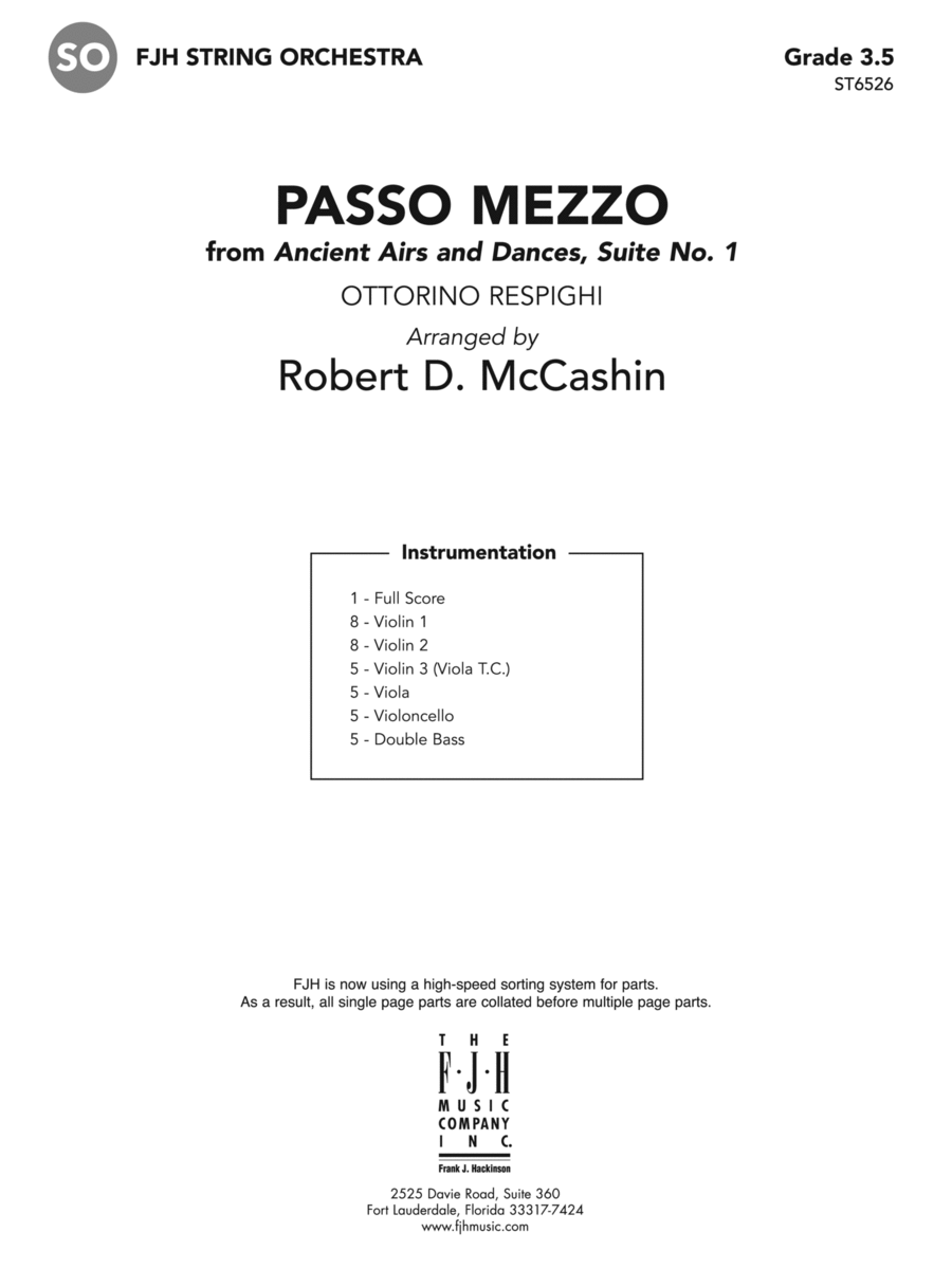 Passo Mezzo: Score Passo Mezzo: Score String Orchestra scores gallery preview page 1