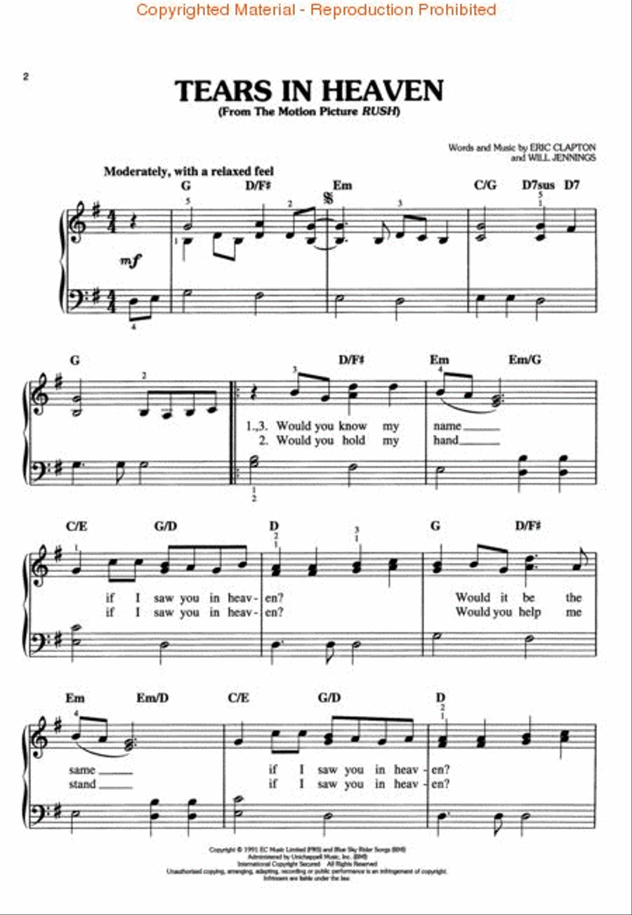 Tears in Heaven Tears in Heaven Piano, Vocal, Guitar scores gallery preview page 2