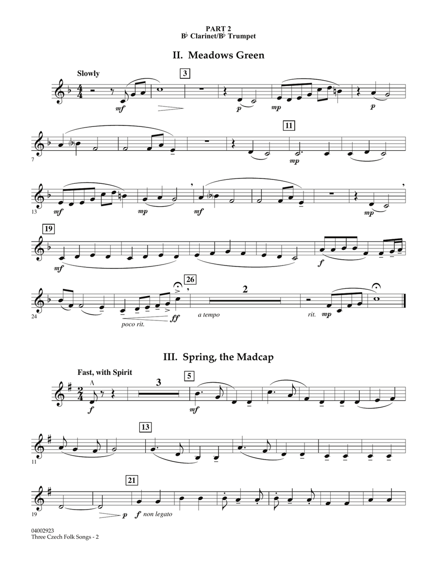 Three Czech Folk Songs - Pt.2 - Bb Clarinet/Bb Trumpet Concert Band scores gallery preview page 2