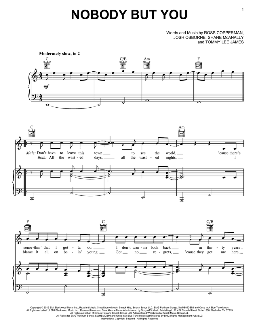 Nobody But You (duet with Gwen Stefani) Piano, Vocal, Guitar scores gallery preview page 1