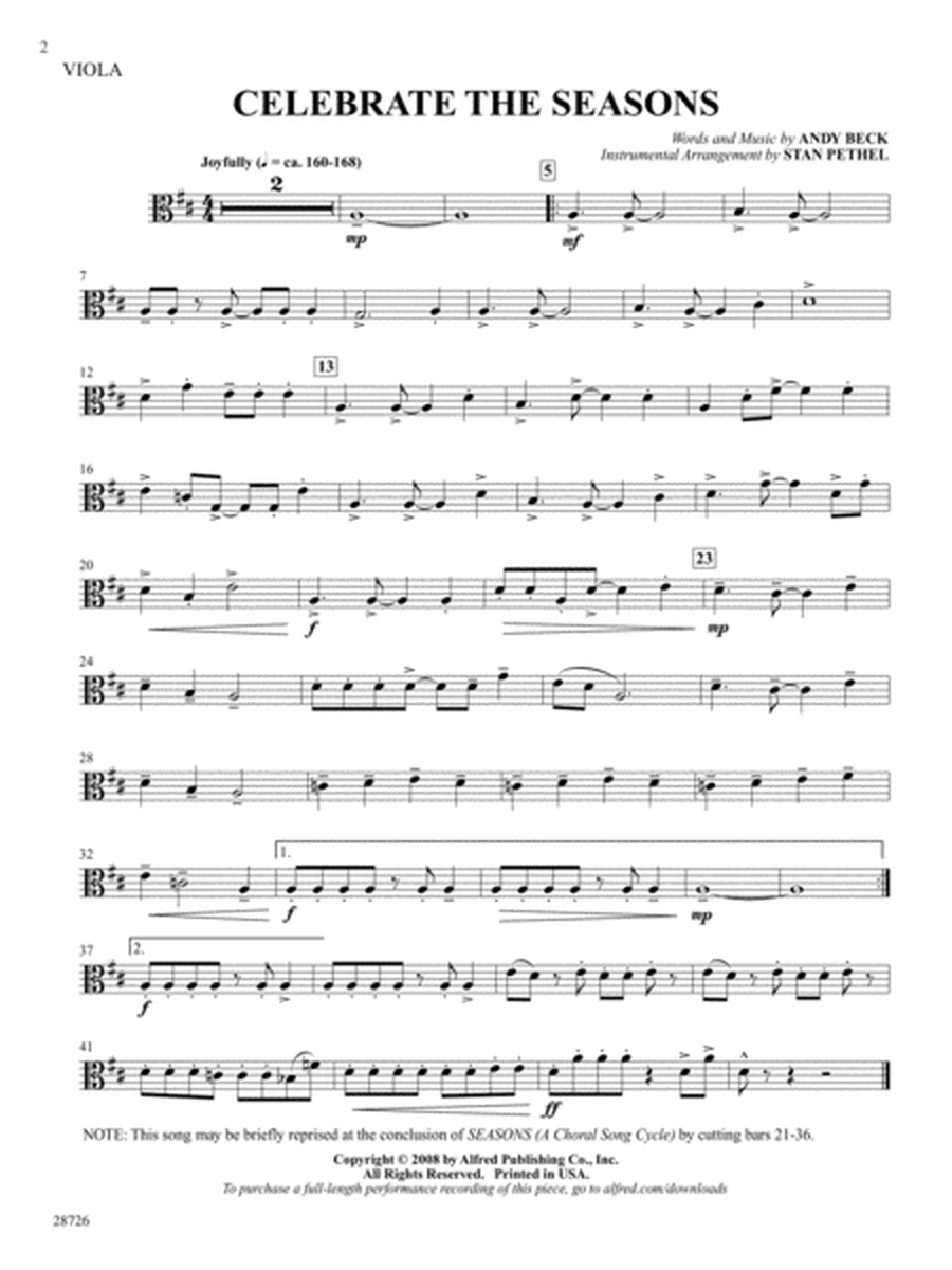 Seasons (A Choral Song Cycle): Viola
