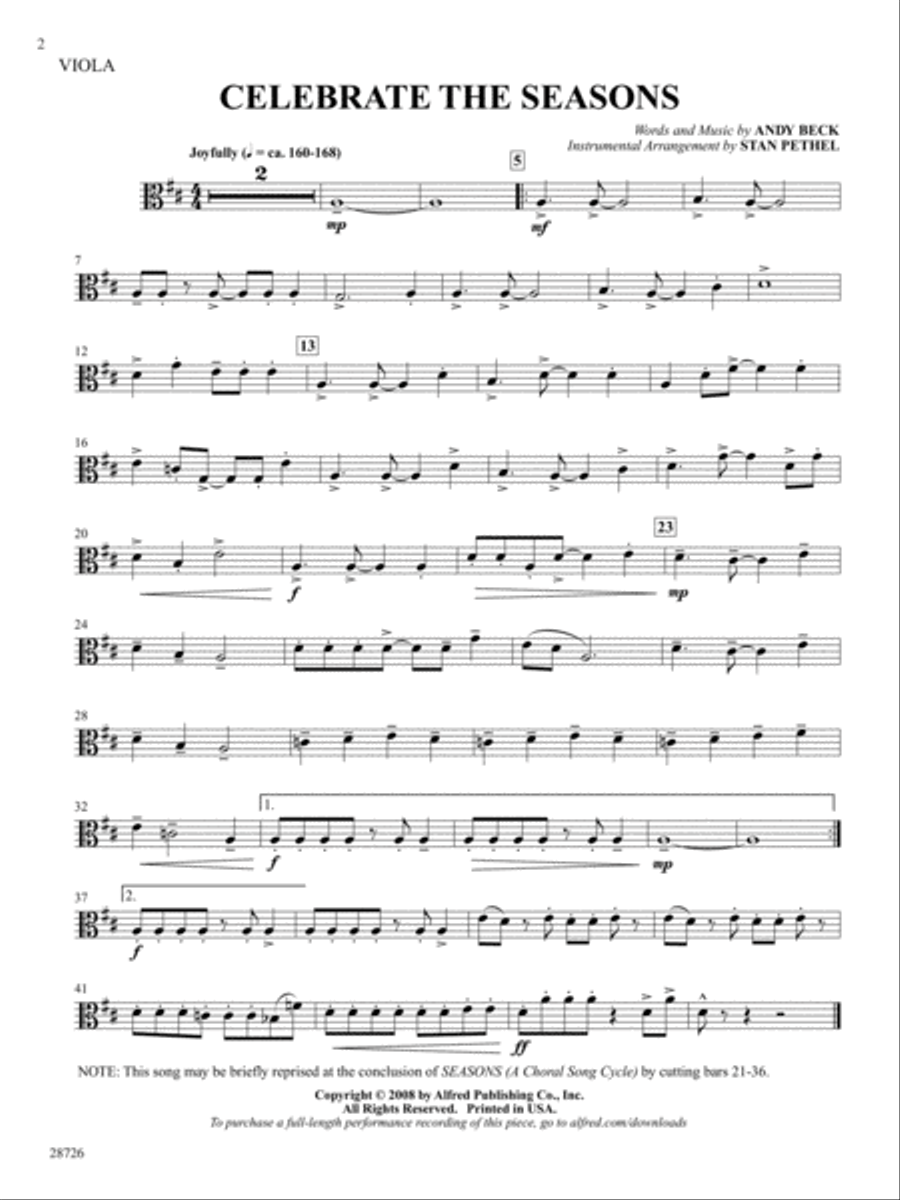 Seasons (A Choral Song Cycle): Viola Part scores gallery preview page 2