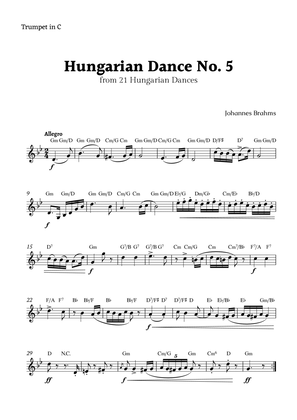 Hungarian Dance No. 5 by Brahms for Trumpet in C Solo