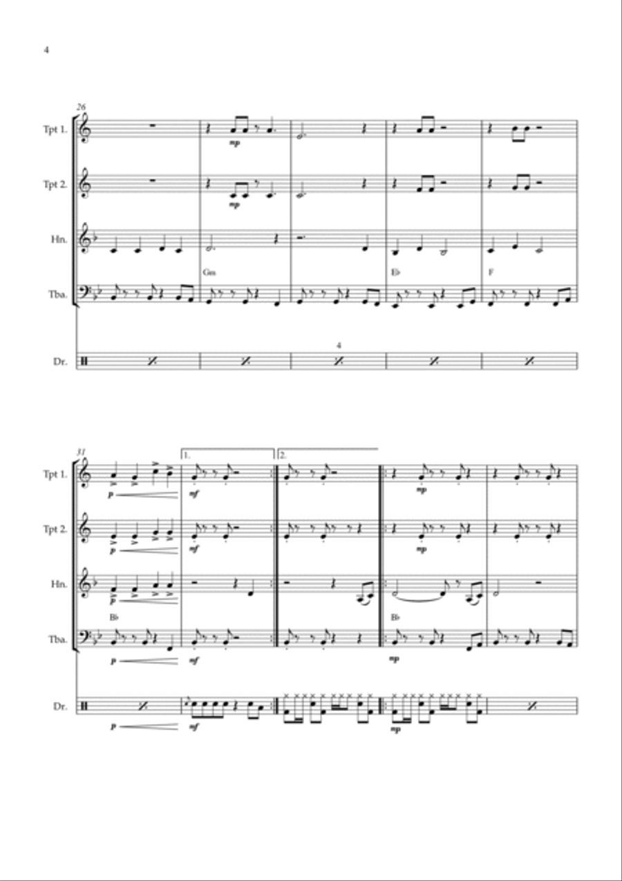 Stand By Me Brass Quartet scores gallery preview page 4