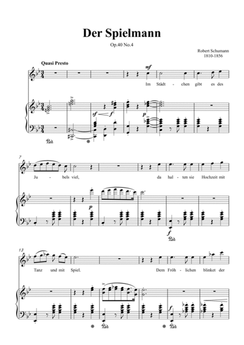 Schumann-Der Spielmann Op.40 No.4 in B♭ Major for Voice and Piano