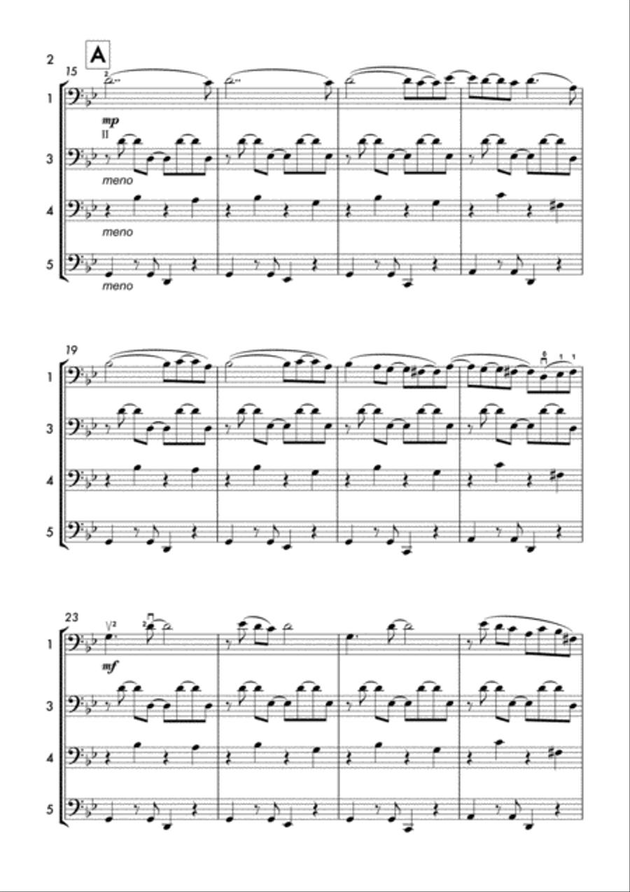 Vicini e lontani (Cello Quartet / Cello Quintet) String Quartet scores gallery preview page 3