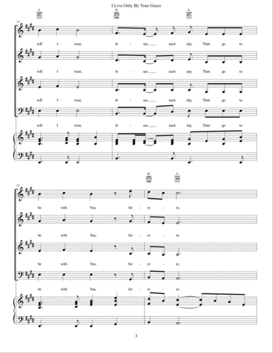 I Live Only By Your Grace 4-Part scores gallery preview page 3