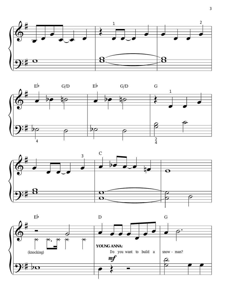 Do You Want To Build A Snowman? (from Frozen) Easy Piano scores gallery preview page 3