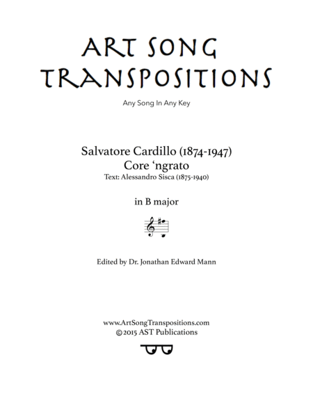 CARDILLO: Core 'ngrato (transposed to B major)