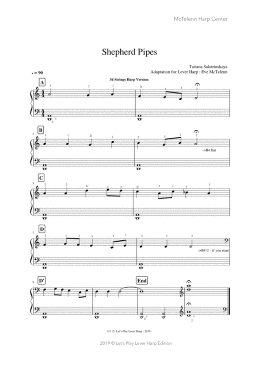 Sheperd Pipes by Salutrinkskaya  / Sonatina in C by Gurlitt   ﻿- Beginners +  27 strings Harp - with fingerings Video Pack Course image number null