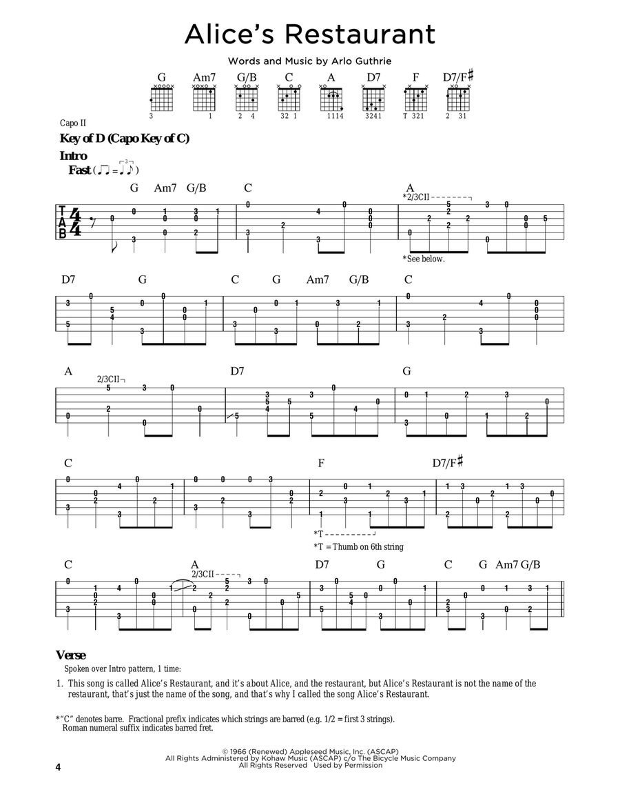 Alice's Restaurant Alice's Restaurant Acoustic Guitar scores gallery preview page 1
