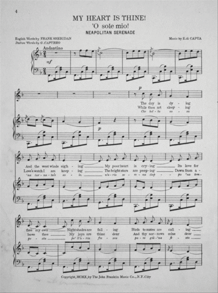 My Heart is Thine. 'O sole mio! Neapolitan Serenade Voice scores gallery preview page 2
