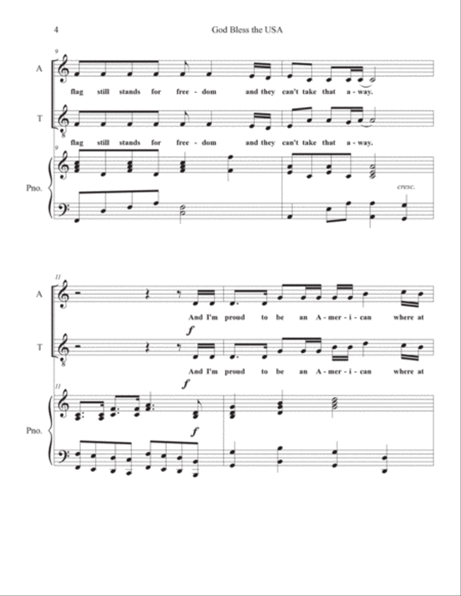 God Bless The U.s.a. Vocal Duet scores gallery preview page 4