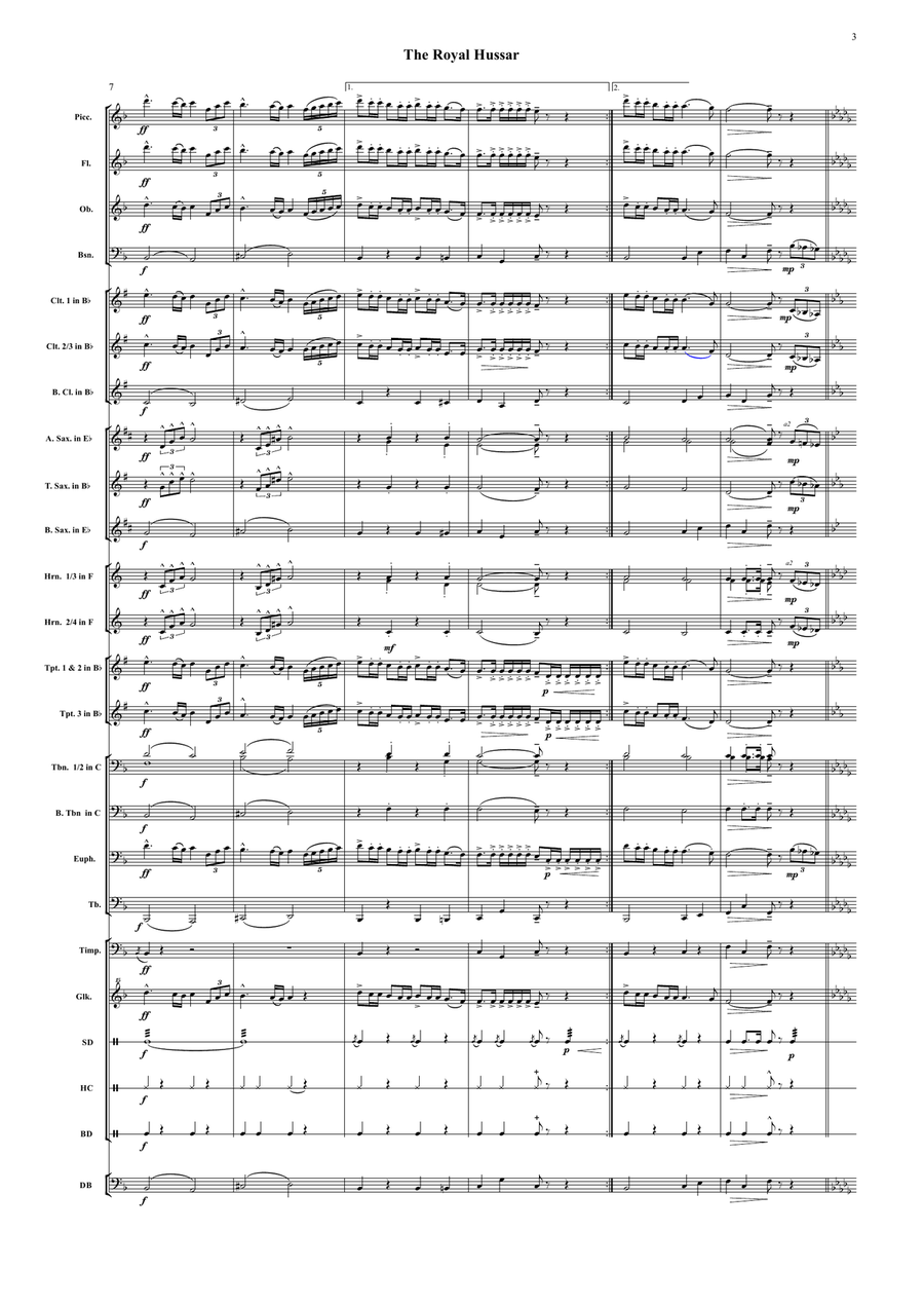 The Royal Hussar (Ceremonial Slow March) for Concert/Wind Band ''Keith Terrett Classic March Collect Concert Band scores gallery preview page 3