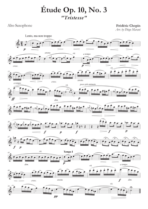 Etude Op. 10, No. 3 for Alto Saxophone and Piano