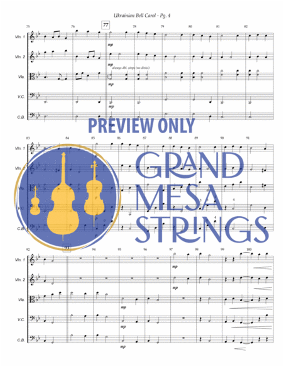 Ukrainian Bell Carol String Orchestra scores gallery preview page 5