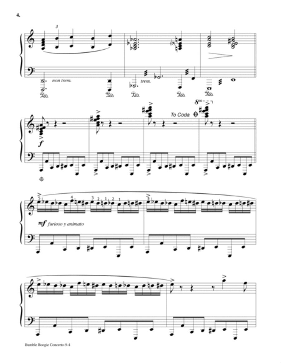 BUMBLE BOOGIE CONCERTO by Robert Van Horne (Advanced Piano Solo) Piano Solo scores gallery preview page 4