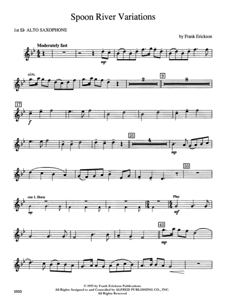 Spoon River Variations: E-flat Alto Saxophone
