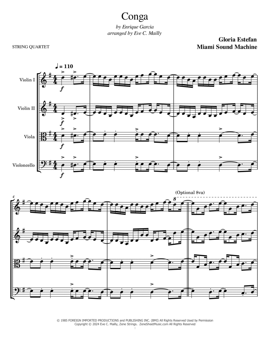 Conga String Quartet scores gallery preview page 1