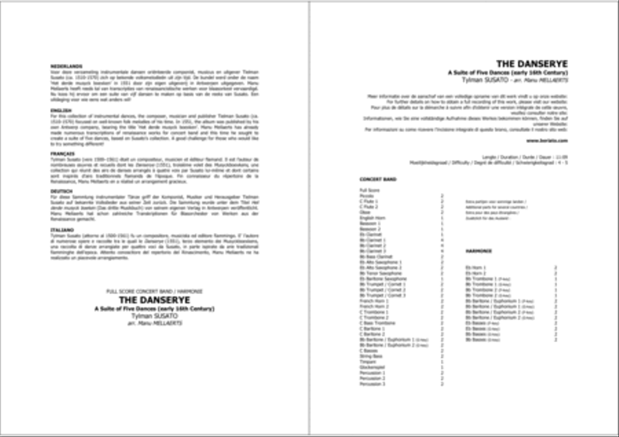 The Danserye Concert Band scores gallery preview page 2