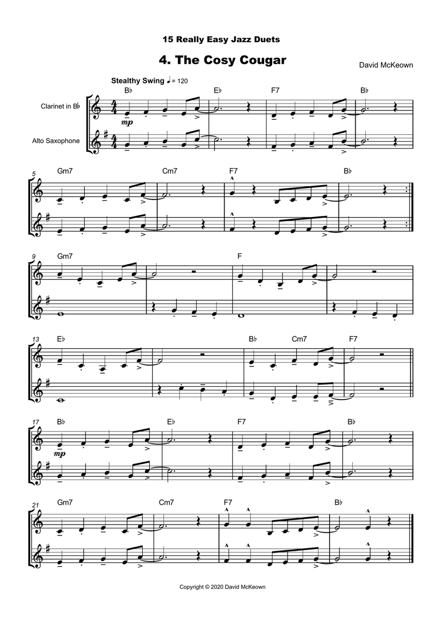 15 Really Easy Jazz Duets for Clarinet and Alto Saxophone Duet